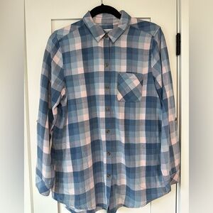 J. Jill Cotton Casual Blue and Pink Checkered Shirt
